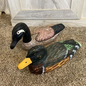 Pair Vintage Decoy duck hand carved Heritage mint